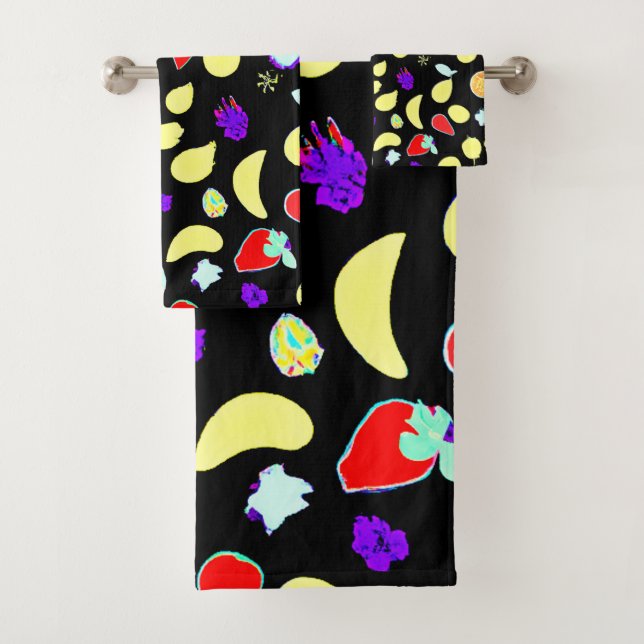 Neon Tropic Fruits Burst Bath Towel Set (Insitu)