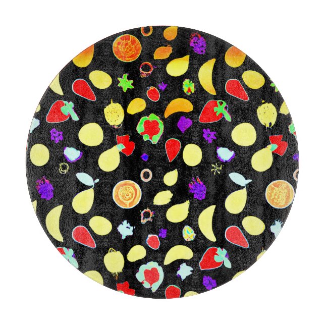 Neon Tropic Fruits Burst Cutting Board (Front)