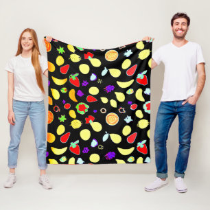 Neon Tropic Fruits Burst Fleece Blanket