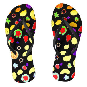 Neon Tropic Fruits Burst Flip Flops