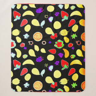 Neon Tropic Fruits Burst Sherpa Blanket