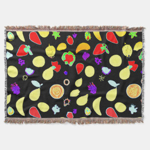 Neon Tropic Fruits Burst Throw Blanket