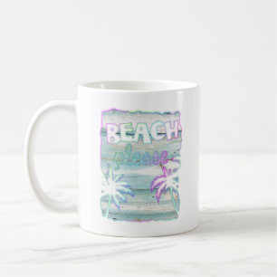 Neon Tropical Beach Wood Vacation Palm Trees Coffee Mug