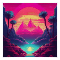 Neon Tropical Escape – Futuristic Retro Art