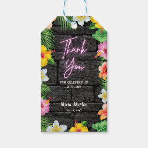 Neon Tropical Forest Summer Hawaii Birthday Party Gift Tags