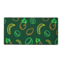 Neon Tropical Fruit Pattern Desk Mat