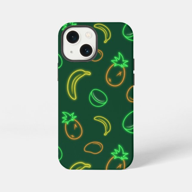 Neon Tropical Fruit Pattern iPhone 13 Mini Case (Back)