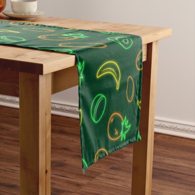 Neon Tropical Fruit Pattern Table Runner (In Situ)