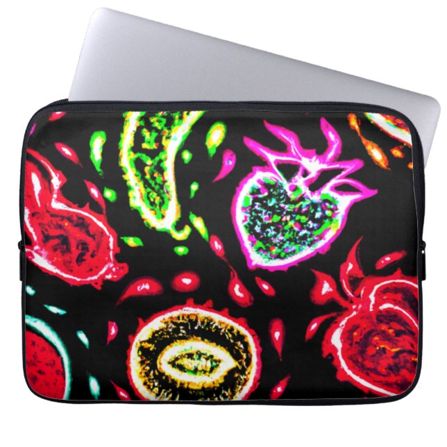 Neon Tropical Fruits Patterns Art. Buy Now Laptop Sleeve (Front)
