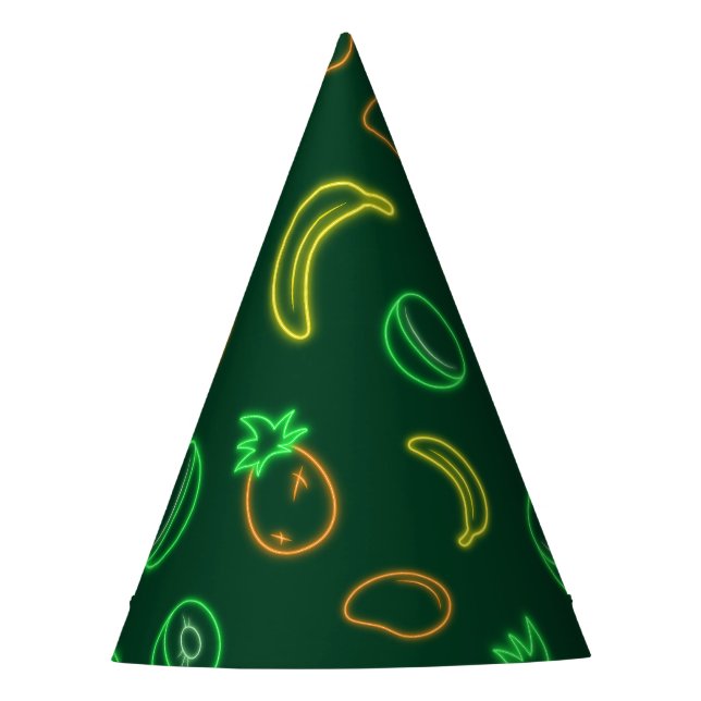 Neon Tropical Pattern - Paper Party Pineapple Hat (Front)