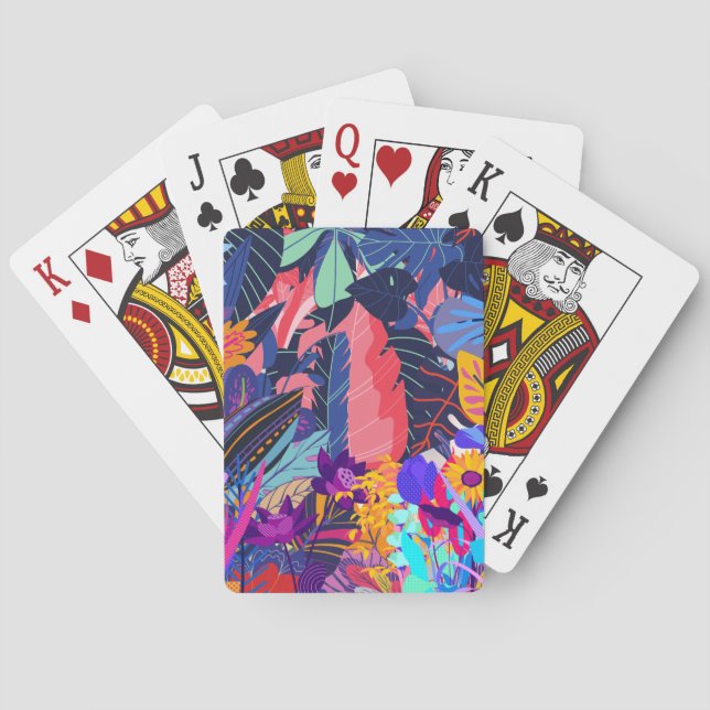 Neon Tropical Pattern  USB Flash Drive Playing Cards (Back)