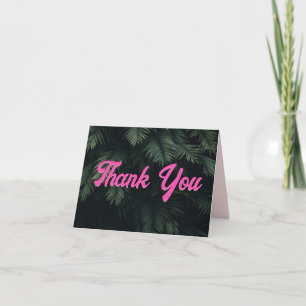 Neon Tropical Pink Folded Blank Thank You Card