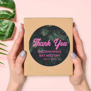 Neon Tropical Pink Personalised Thank You Sticker