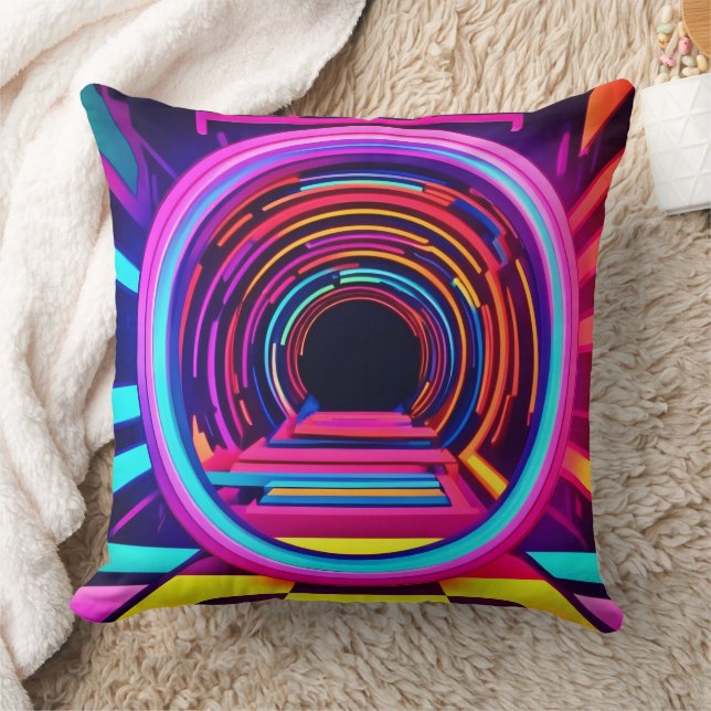 Neon Tunnel Dimensions Cushion (Blanket)