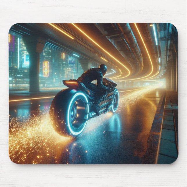 Neon Tunnel Race Mouse Mat (Front)