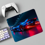 Neon Tunnel Racer: High-Speed Hypercar Mouse Mat<br><div class="desc">Vibrant blue hypercar races through a neon-lit tunnel. Dynamic lighting and speed effects create an electrifying scene for racing enthusiasts.</div>