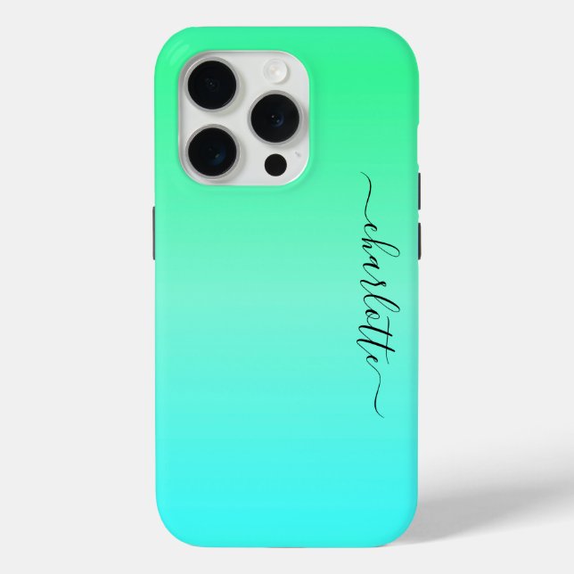 Neon Turquoise and Green Case-Mate iPhone Case (Back)