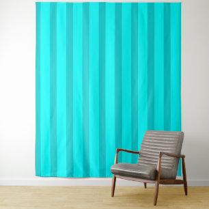 Neon Turquoise and Neon Cyan Cool Striped Tapestry