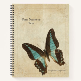 Neon Turquoise Blue Triangle Butterfly Notebook