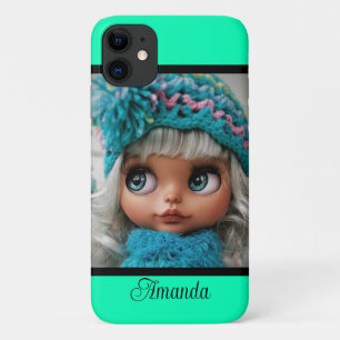 Neon turquoise bright fashionable modern tone iPhone 11 case