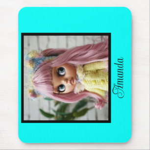 Neon turquoise bright fashionable modern tone mouse mat