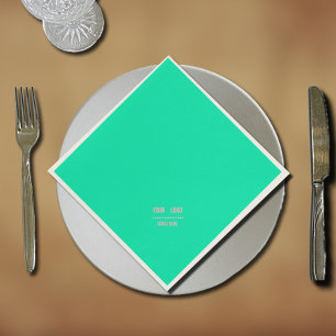 neon  Turquoise solid color -  add logo napkins