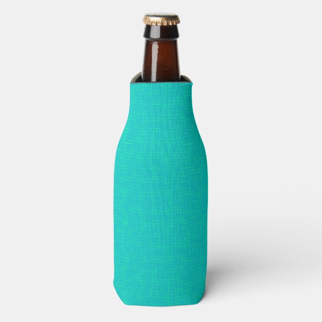 Neon turquoise textured.  bottle cooler (Bottle Front)