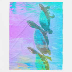 Neon Turtle Fleece Blanket