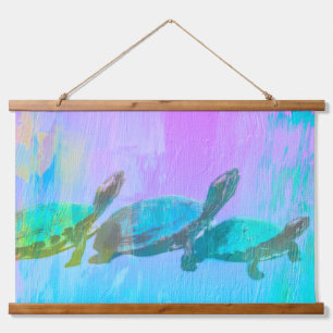Neon Turtles Hanging Tapestry