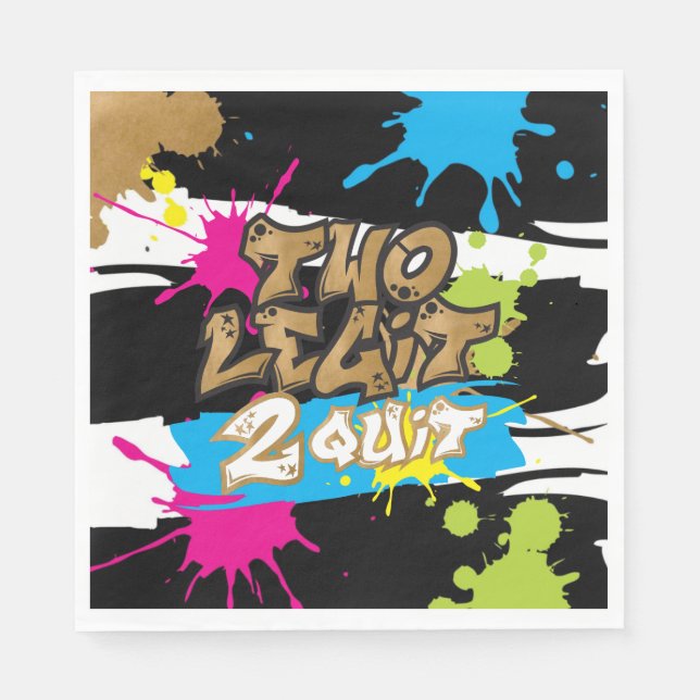 Neon Two Legit 2 Quit Birthday Party Paper Napkins (Front)