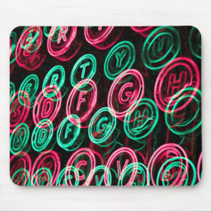 Neon typewriter keys close up mouse mat