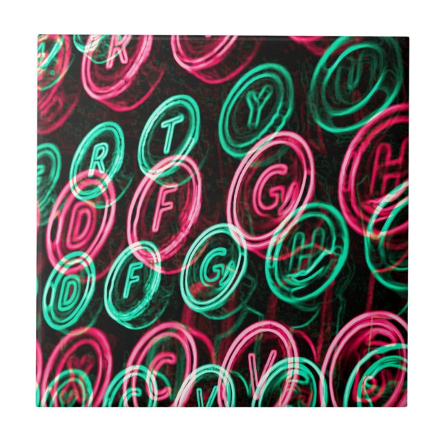 Neon typewriter keys close up tile (Front)