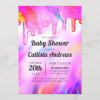 Neon Unicorn Holographic Glitter Drip Baby Shower