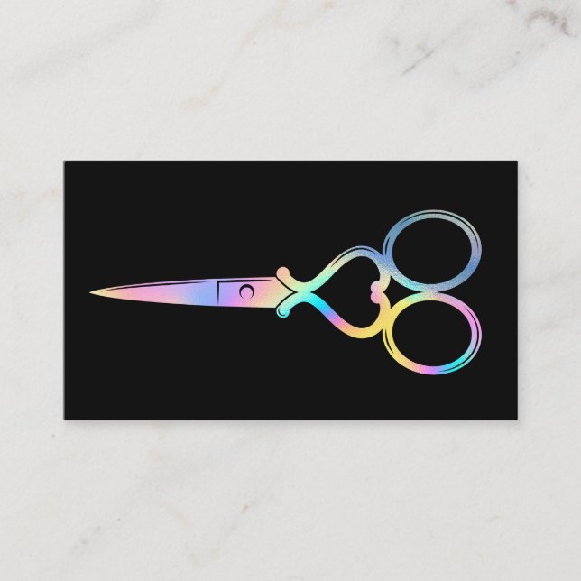 Neon Unicorn Holographic hairstylist hairdresser B Business Card (Front)