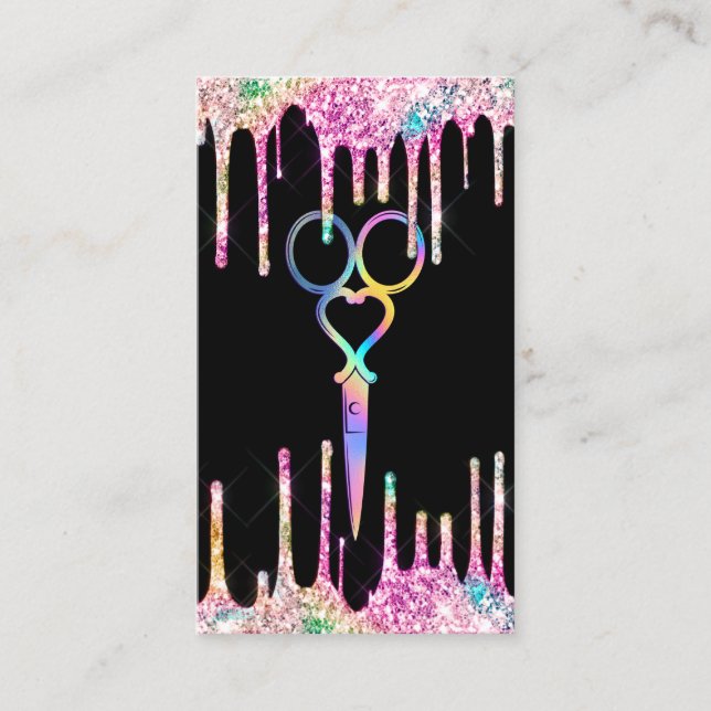 Neon Unicorn Holographic hairstylist hairdresser Business Card (Front)