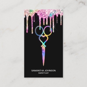 Neon Unicorn Holographic hairstylist hairdresser Business Card