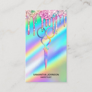 Neon Unicorn Holographic hairstylist hairdresser Business Card