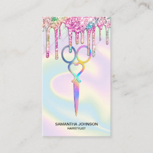Neon Unicorn Holographic hairstylist hairdresser Business Card