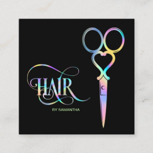 Neon Unicorn Holographic hairstylist hairdresser Square Business Card
