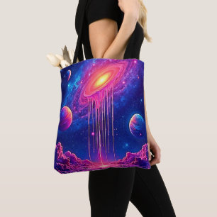 Neon Universe: Dripping Starlight Tote Bag