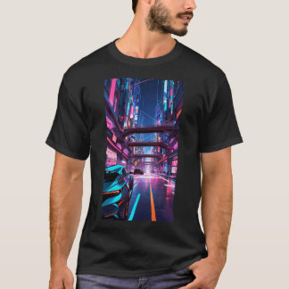 Neon Urban Dreams: Futuristic Cityscape Collection T-Shirt