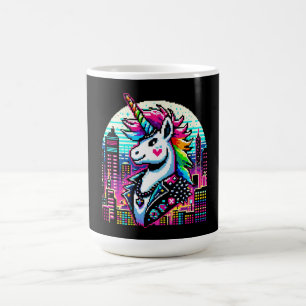Neon Urban Unicorn - Pixel Art Cityscape Coffee Mug