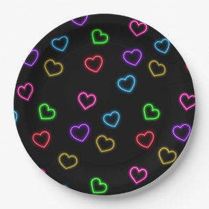 Neon Valentine Party  Paper Plate