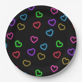Neon Valentine Party  Paper Plate