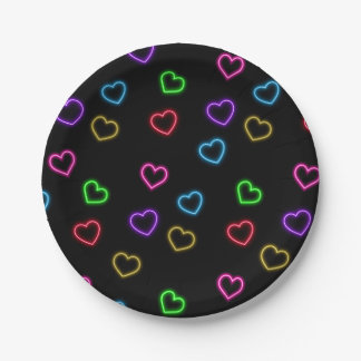 Neon Valentine Party  Paper Plate