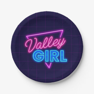 Neon Valley Girl Paper Plate
