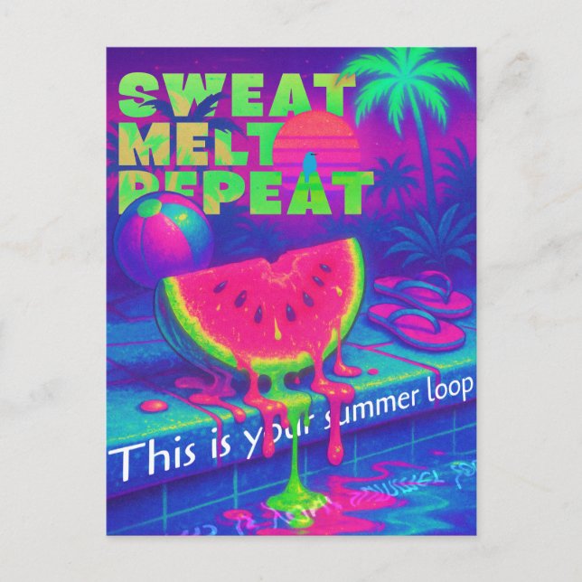 Neon Vaporwave 80s Summer Heat Postcard (Front)