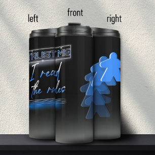 Neon Vaporwave Meeple Blue Board Game Geek Thermal Tumbler