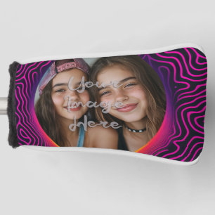 Neon Vaporwave Swirl Custom Photo Frame Golf Head Cover