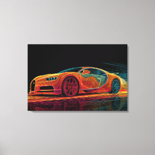 Neon Velocity   Automobile Art (30" x  20") Canvas Print